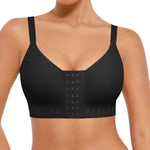 FeelinGirl Post Surgery Compression Bra Front Closure Bras for Women Mastectomy with Front Closure Wireless Bra Black M