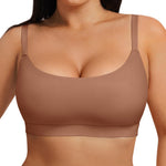 FeelinGirl Bralettes for Women with Supportive Seamless Wireless Bras, No Wire Unlined Comfort Buttery Soft Bras for Sleep Everyday, Light Coffee, XXL