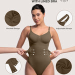 Lover-Beauty Bodysuits for Women Tummy Control Shapewear Thong Bodysuit Body Shaper Brown Small