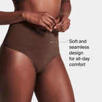 SPANX SPANXshape ExtraOrdinary Thong - Sculpting with Compression - Women's Shapewear Underwear - Recycled Nylon Fabric Blend - Chestnut Brown - Medium