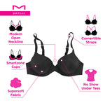 Maidenform womens One Fab Fit Modern Demi Lightly Padded Convertible Underwire T-shirt Dm7543 bras, White, 36C US