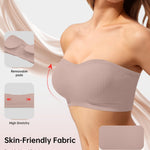 OEAK Supportive Strapless Bras for Women Push Up Wireless Bandeau Bra Non Slip Seamless Bras Comfortable Padded Bralette Grey XXL