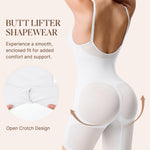 BRABIC Waist Trainer Bodysuit for Women Tummy Control Shapewear Round Neck Seamless Butt Lifter Full Body Shaper (Medium, White Mid Thigh)