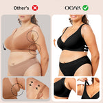 OEAK Womens Deep V Bras Wireless Comfortable Bra Supportive No Underwire Bras Tshirt Push Up Bralettes Plunge Seamless Bra Carbon Black XXL