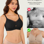 Popilush Push Up Bras for Women Wireless Seamless Full Coverage Tshirt Jelly Bra No Underwire Supportive Mesh Bralette Black