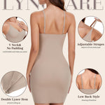 Lynclare Shapewear Slip Dress for Women Under Dress Full Slip Tummy Control V Neck with Adjustable Strapes Coffee M