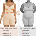 SHAPERX Women's Shapewear Bodysuit Tummy Control Seamless Zip-Up Body Shaper Waist Defining Silhouette,SZ5862-Beige-L/XL