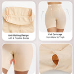 SHAPERX Tummy Control Underwear for Women – Mid-Waisted Seamless Shapewear Shorts Anti-Rolling Body Shaper Under Dresses,SZ5810-Beige-2XL