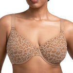 HSIA Minimizer Bras for Women Full Coverage Underwire Unlined Leopard Mesh Plus Size Convertible Bra for Big Busted Dark Beige 36DD