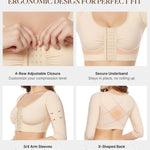 BRABIC Upper Arm Shaper for Women Fajas Post Surgery Compression Sleeves Front Closure Bra Arm Lipo Shapewear Tops(Beige, Large)