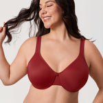 DELIMIRA Women's Minimizer Bra Plus Size Underwire Smooth Full Coverage Seamless Bras Red Revelry 34E