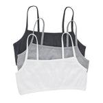 Hanes womens Comfortflex Fit Bralette Pack, Stretch Cotton Low-impact, Moisture-wicking Cotton Bralette, 3-pa Bra, 3-pack - String Crop Moon Sky Heather/Concrete Heather/White, X-Large US