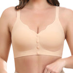 Werena Front Close Wireless Bras Padded Jelly Bra for Women Seamless Bralette for Older Women with Adjustable Straps (Nude,M)
