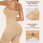 Werena Women's Strapless Shapewear Full Body Bodysuit Tummy Control Seamless Mid Thigh Body Shaper with Removable Straps (Nude,3XL)