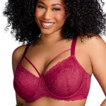 HSIA Minimizer Bras for Women Full Coverage, Unlined Lace Sexy Plus Size Underwire Bra for Large Breasts Rose Red