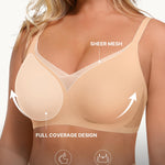 SHAPELLX Wireless Bras for Women Comfortable Supportive No Underwire Crossover Bra Soft Back Smoothing Lifting Bra Nude L