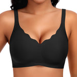 Seamless Jelly Sewn in Padded Bras for Women No Underwire Full Coverage Supportive Bralettes Everyday Soft Gel Bra(A1# Black(Pure),X-Large)