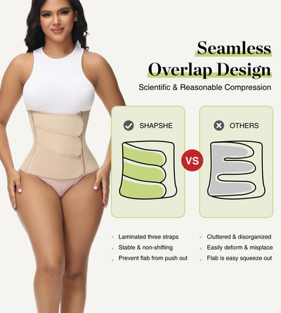 SHAPSHE Waist Trainer for Women Postpartum Recovery Wrap Girdles Cincher Corset Shapewear Belly Band Tan M