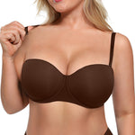 SHAPELLX Women's Bra Strapless Convertible Multiway Underwear with Underwire Plus Size Push Up Bras(Brown,38DDD)