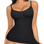 FeelinGirl Shapewear Tummy Control Camisole Tops for Women Compression Tank Tops Cami Shaper with Spangetti Straps Black M