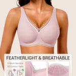 Gailife Womens Deep V Jelly Bras Wireless Mesh Comfortable Bralette Supportive No Underwire Bras Seamless Push Up Plunge Bra -PK,XXL Soft Pink