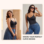 SHAPERX Women's Shapewear Bodysuit Bonded Tummy Control Panel Seamless Comfy Body Shaper With Targeted Compression,SZ6213-Black-L/XL