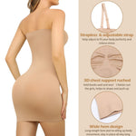 JOYSHAPER Strapless Shapewear Black Slip Dresses for Women Tummy Control Slips Full Body Shaper Under Dress Slip (Beige, Large)