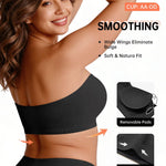 Vertvie Strapless Bra Wireless Non-Slip Push Up Bandeau Bras for Women Full Support Tube Tops Padded Bralette S-Large Breasts(Black,Medium)