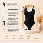 herslims Tummy Control Bodysuit for Women, Sculpting Shapewear, Brief, Thong, or Mid-Thigh Faja, Black Thong S/M