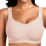 Wireless Jelly Seamless Bras for Women No Underwire Tshirt Full Coverage Padded Bra Comfortable Supportive Everyday Bralettes(01#Pink(Full Coverage),L)