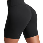 CRZ YOGA Secretsculpt Butterlift Biker Shorts 6"- No Front Seam High Waist Womens Workout Gym Booty Scrunch Butt Black Medium