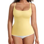 FeelinGirl Womens Tops - Scoop Neck Shapewear Tummy Control Cami Body Shaper for Women Compression Shirts Light Yellow L