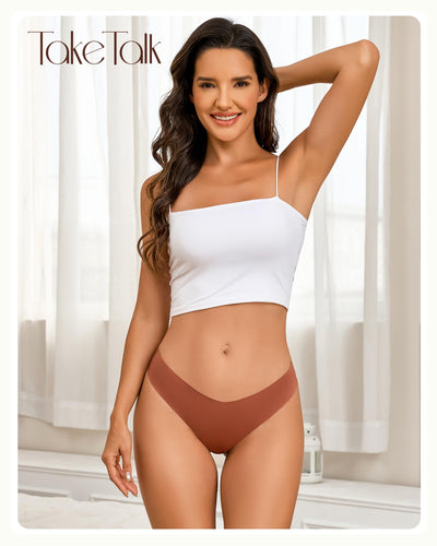 Take Talk Womens Underwear Seamless Thongs 9 Pack Sexy Panties No Show V-waisted Invisible Tangas Lingerie for Women