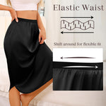 Wikoan 2 Pack Half Slip for Under Dresses Lace Long Satin Underskirt Women's Half Slip Anti Static Skirt Extender,Black & Nude,XXL
