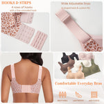 Wireless Jelly Minimizer Bras for Women with Support and Lift Full Coverage Gel Bra No Underwire Padded Bralettes(01#Leopard Pink(Full Coverage),3XL)