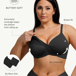 FeelinGirl Wireless Supportive Bra for Women, Seamless Comfort Bralettes No Underwire Full Coverage Everyday Bras Black