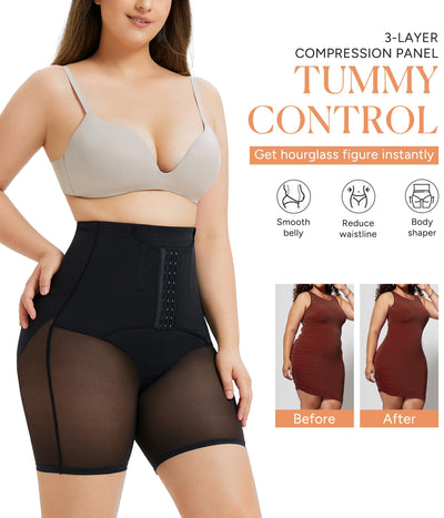 CYDREAM Shapewear Shorts for Women Tummy Control Panties High Waist Butt Lifting Body Shaper Underwear Thigh Slimmer Hook Black