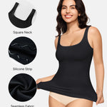 Nebility Shapewear Tank Tops for Women Seamless Compression Tank Top Body Shaper Tummy Control Square Neck Camisole Tops(Black,X-Large)