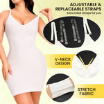 Anygirl Shapewear Slip for Under Dresses Tummy Control V Neck Body Shaper Seamless Full Slip Under Dress Cami Slips