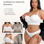 SHAPELLX Wireless Bra for Women Strapless Bandeau Bras Comfort Padded Tube Top Lightweight Seamless Super Stretch Bra White