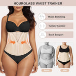SHAPERX Waist Trainer for Women Underbust Corset Shapewear Tummy Control Workout Waist Cincher Body Shaper Zipper and Hooks, SZ7310-Beige-2XL