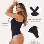 Lover-Beauty Body Suits for Women Shapewear Bodysuits Tummy Control Halter Top Bodysuit Thong Body Suit Criss Cross Shapewear Bodysuit Black