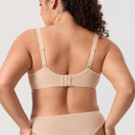 DELIMIRA Women's Balconette Bra Full Coverage Plus Size Tshirt Underwire Back Smoothing Seamless Bras Beige 38C