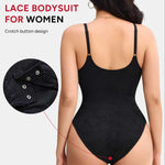 Nebility Lace Bodysuit for Women Tummy Control Shapewear V Neck Body Suits(Large,Black)