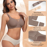 Werena Womens Jelly Wireless Bras Plus Size Minimizer Comfortable Bra Full Coverage Supportive No Underwire Seamless Tshirt Bralette (Coffee,2XL)