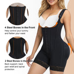 SHAPERX Women's Fajas Colombianas Tummy Control Shapewear Postpartum Butt Lifting Body Shaper with Boned Support, SZ7306-Black-S