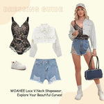 woahee Black Lace Bodysuit, V Neck Tummy Control Shapewear for Women, Seamless Tank Tops Thong Body Suit