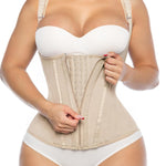 YIANNA Waist Trainer for Women Tummy Control Underbust Hourglass Corset Waist Cincher Vest Sport Girdle with Zipper and Hooks,YA7293-Beige-M