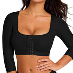 EUYZOU Arm Compression Sleeves for Women Post Surgery Front Closure Bra Slimming Arm Lipo Shapewear Top Square Neck - Black XL