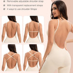Slimers Backless Shapewear Tummy Control: Low Back Plunge Shapewear Bodysuit - Slimming Built-In Bra Full Body shaper Woman
